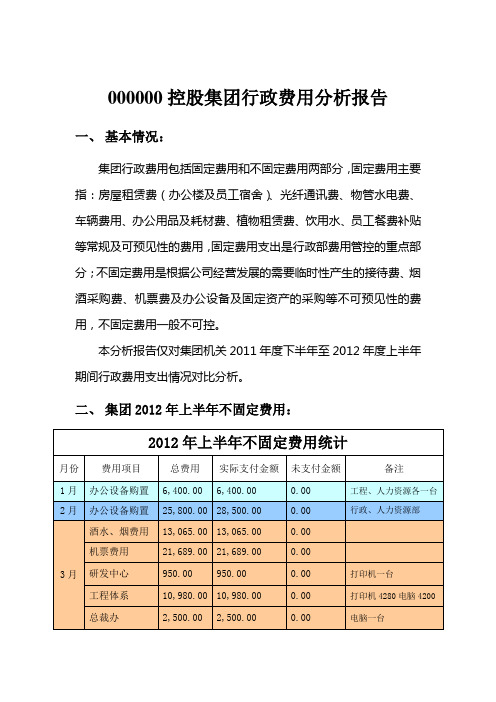 行政费用分析报告