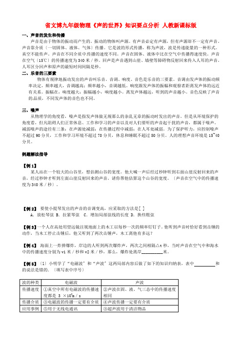 (整理版)文博九年级物理《声的世界》知识要点分析人教新课标