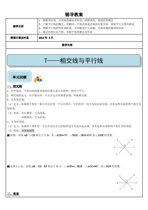 初中数学 相交线与平行线  典型题型总结(全面)