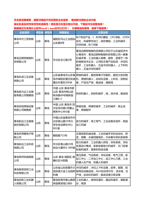 新版山东省青岛工业机械手工商企业公司商家名录名单联系方式大全16家