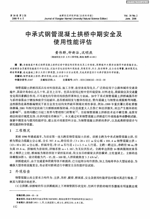 中承式钢管混凝土拱桥中期安全及使用性能评估