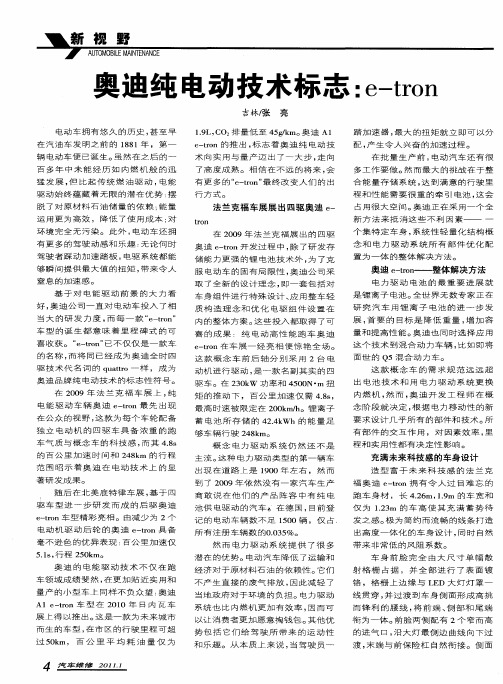 奥迪纯电动技术标志：e—tron