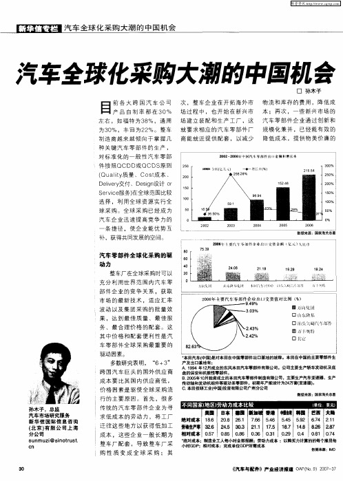 汽车全球化采购大潮的中国机会