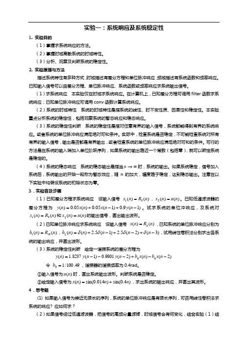 数字信号处理实验程序应用清单(学生用)