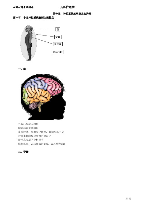 初级护师考试辅导 第10章 神经系统疾病患儿的护理(讲义)