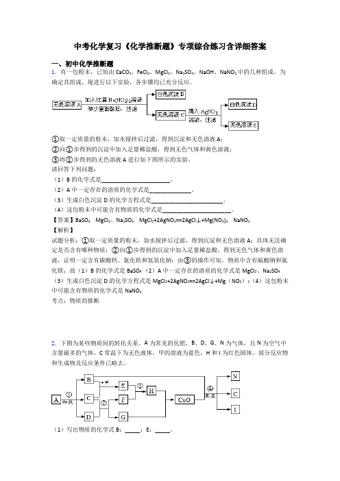 中考化学复习《化学推断题》专项综合练习含详细答案