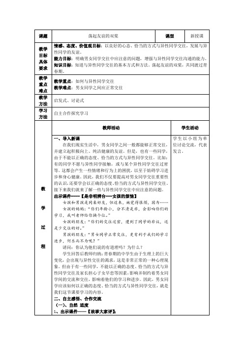 荡起友谊的双桨教案