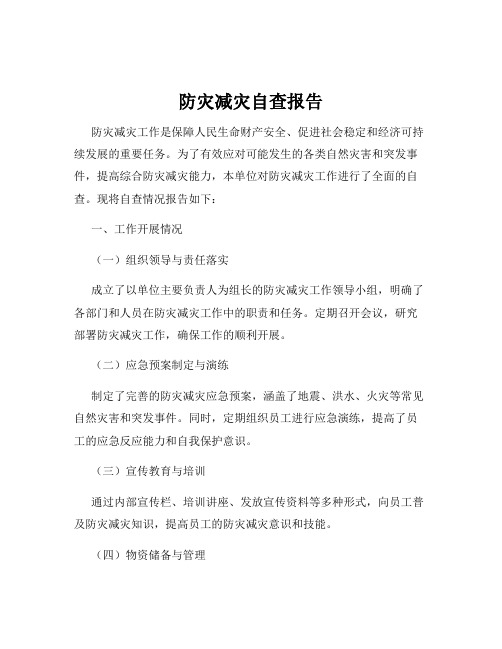 防灾减灾自查报告