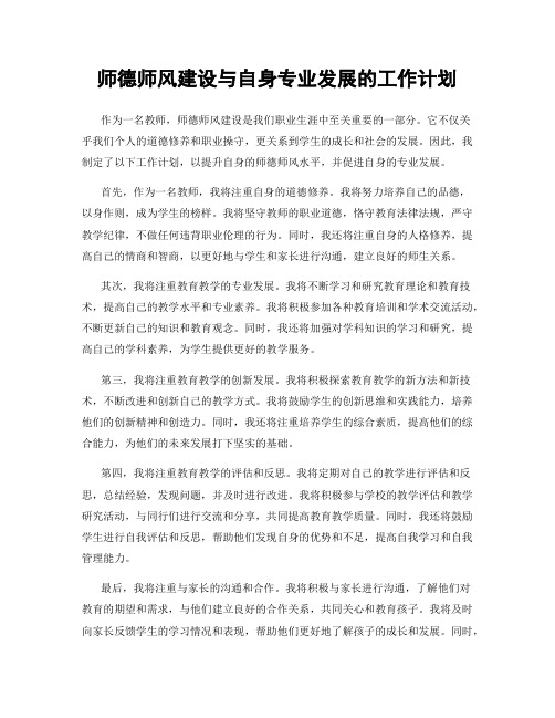 师德师风建设与自身专业发展的工作计划