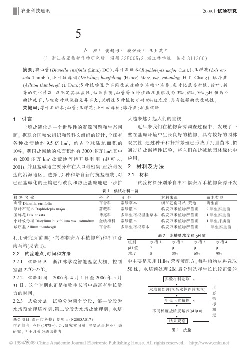山菅等5种植物抗盐性试验初报