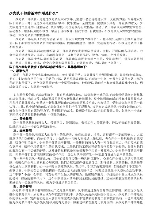 队干部培训第一期： 少先队干部的基本作用是什么