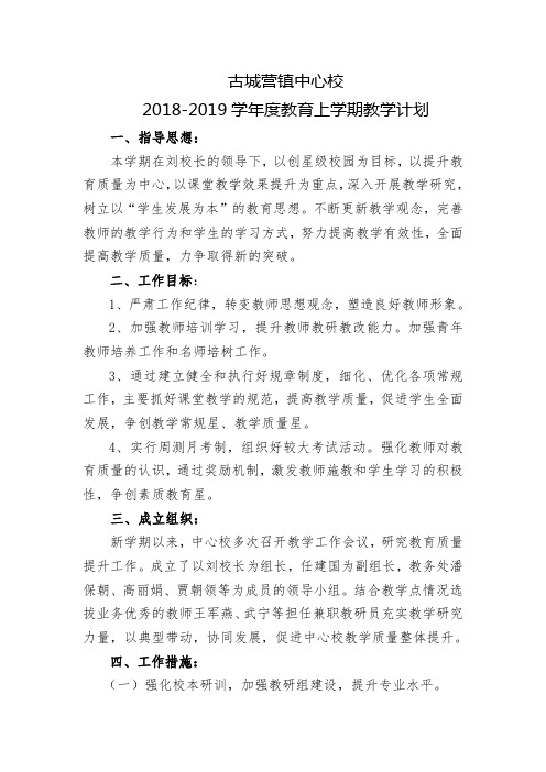 教学2018-19计划