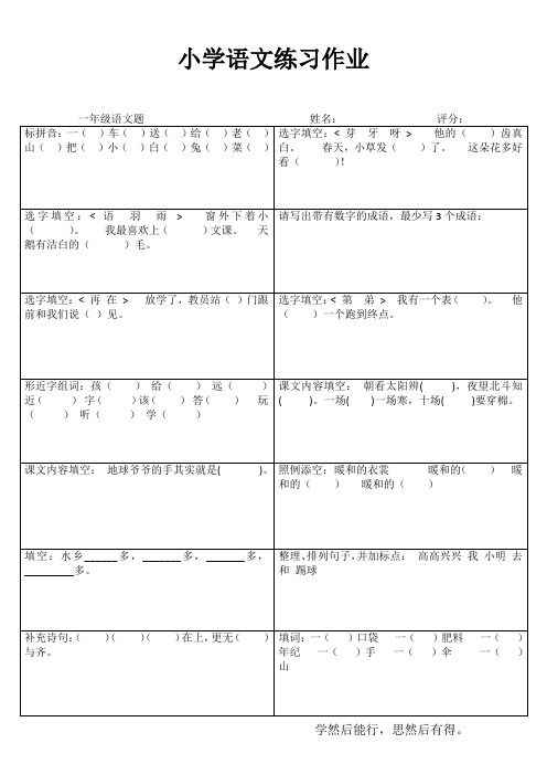 小学一年级语文每日必练I (96)