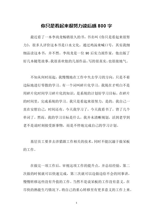 你只是看起来很努力读后感800字
