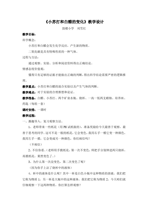 小苏打和白醋的变化教学设计