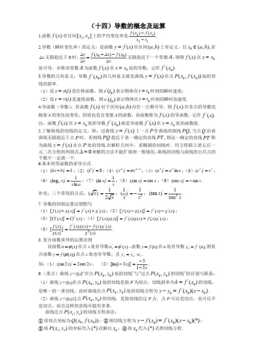 高三数学知识点总结35之12：导数