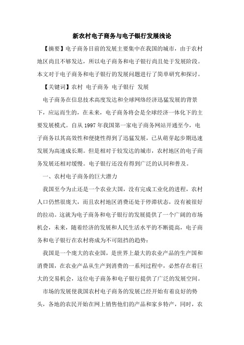 新农村电子商务与电子银行发展浅论
