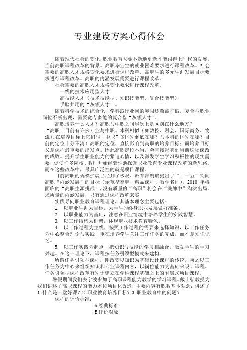 专业建设心得体会