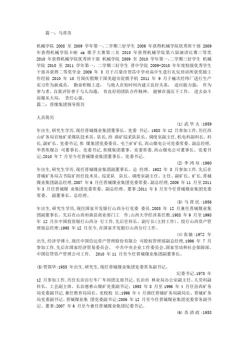 马晋个人简历