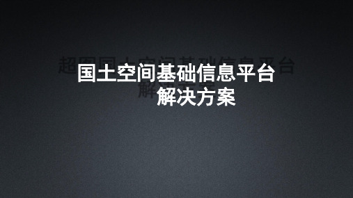 国土空间基础信息平台解决方案