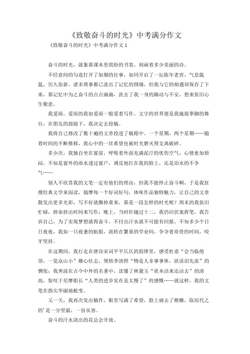 《致敬奋斗的时光》中考满分作文