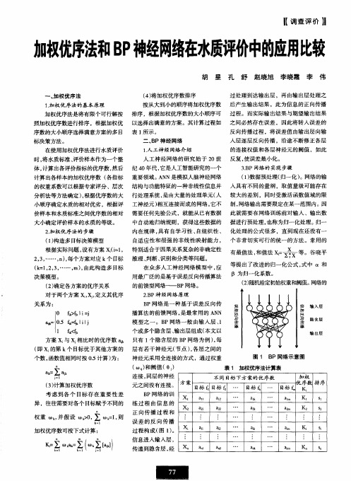 加权优序法和BP神经网络在水质评价中的应用比较