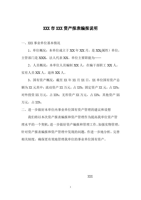 资产报表编报说明