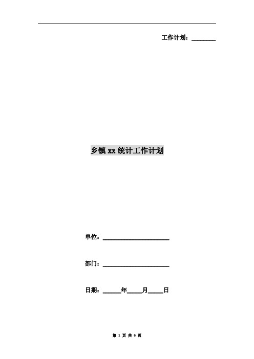 乡镇xx统计工作计划