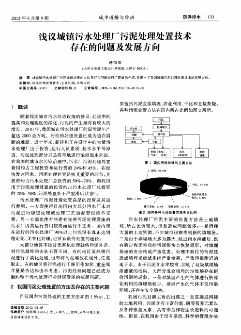 浅议城镇污水处理厂污泥处理处置技术存在的问题及发展方向