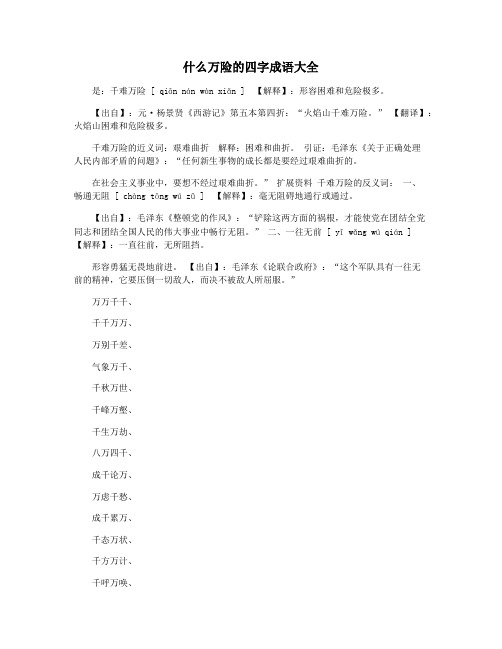 什么万险的四字成语大全