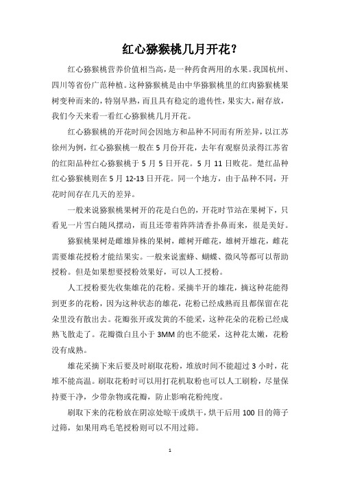 红心猕猴桃几月开花？