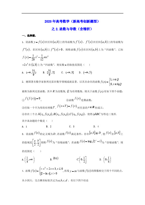 2020年高考数学《新高考创新题型》之2：函数与导数(含精析)