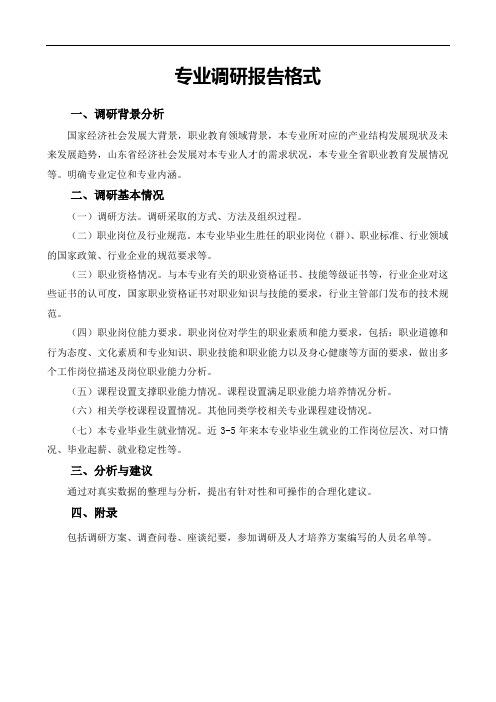 专业调研报告格式