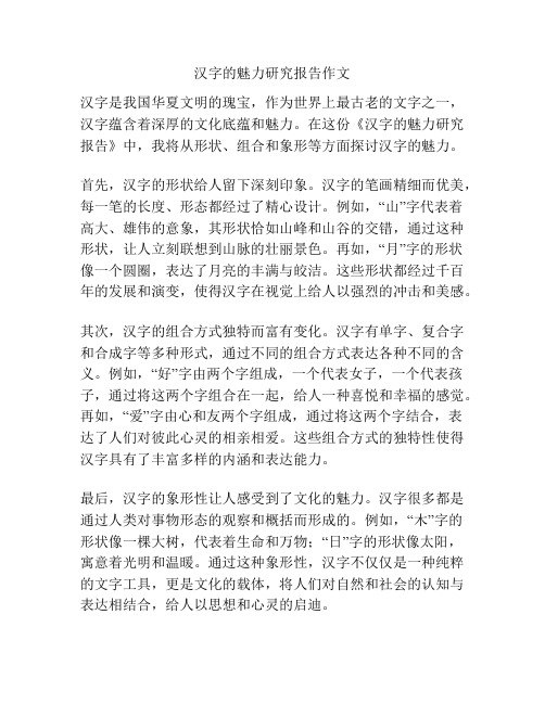 汉字的魅力研究报告作文