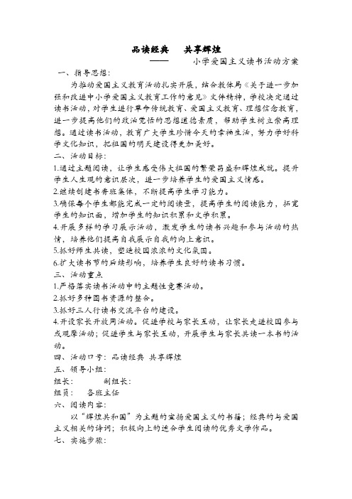 爱国主义读书活动方案  上交材料明细