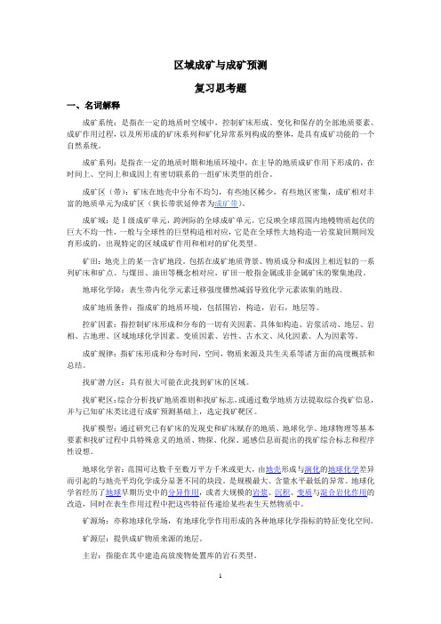 成矿预测复习题