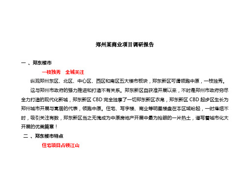 郑州某商业项目调研报告
