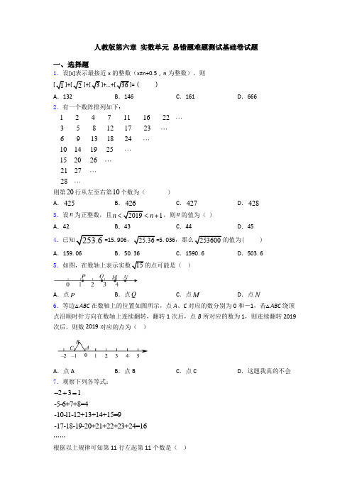 人教版第六章 实数单元 易错题难题测试基础卷试题