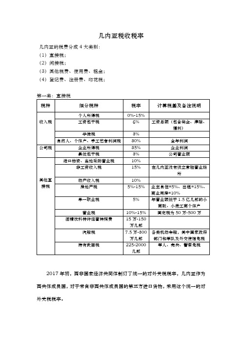 几内亚税法与税收税率(中文翻译)