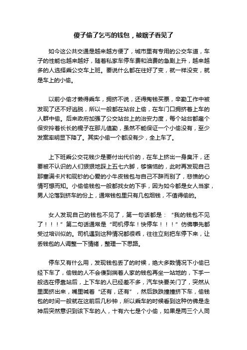 傻子偷了乞丐的钱包，被瞎子看见了