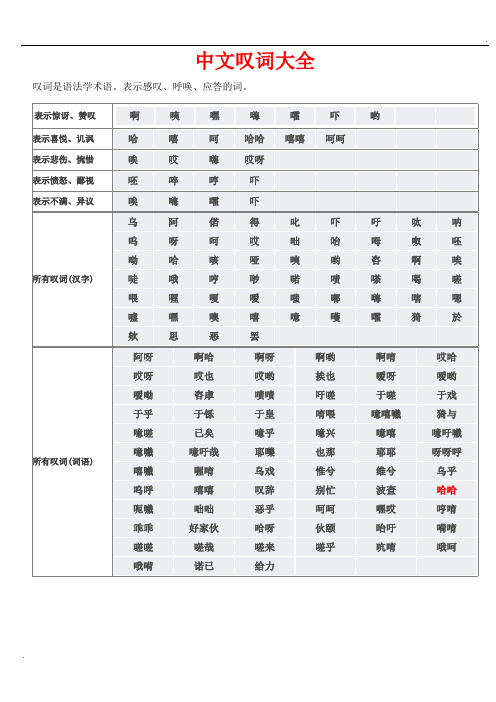 中文叹词大全