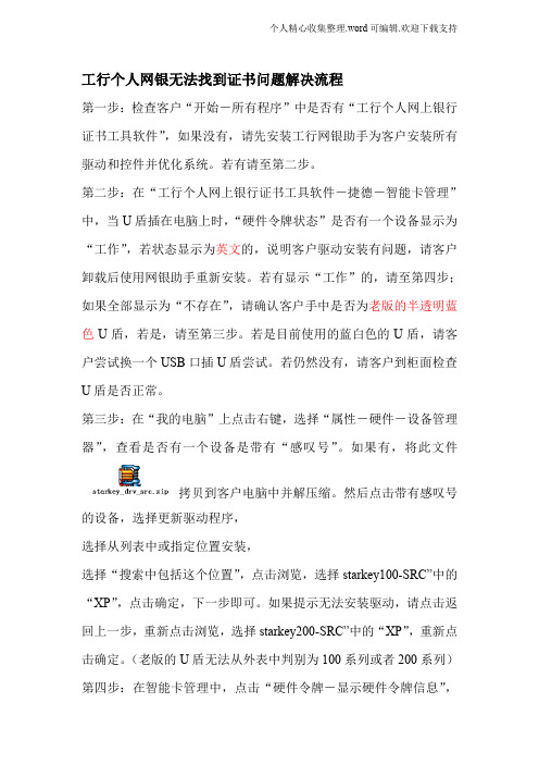工行网银证书问题解决流程