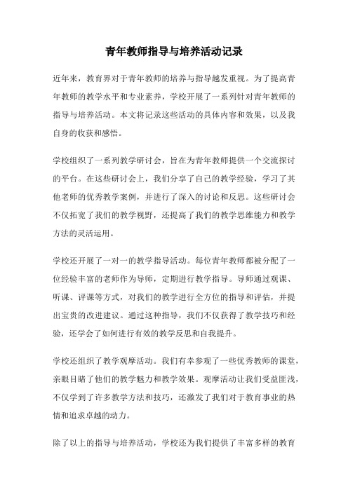 青年教师指导与培养活动记录