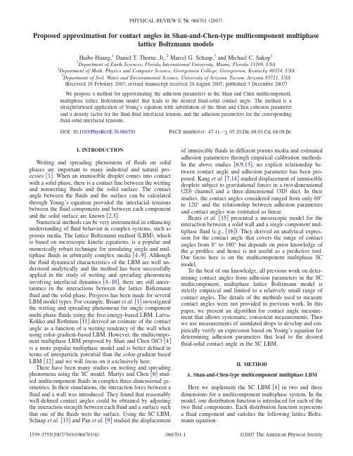 Proposed approximation for contact angles in Shan-and-Chen-type multicomponent multiphase---2007
