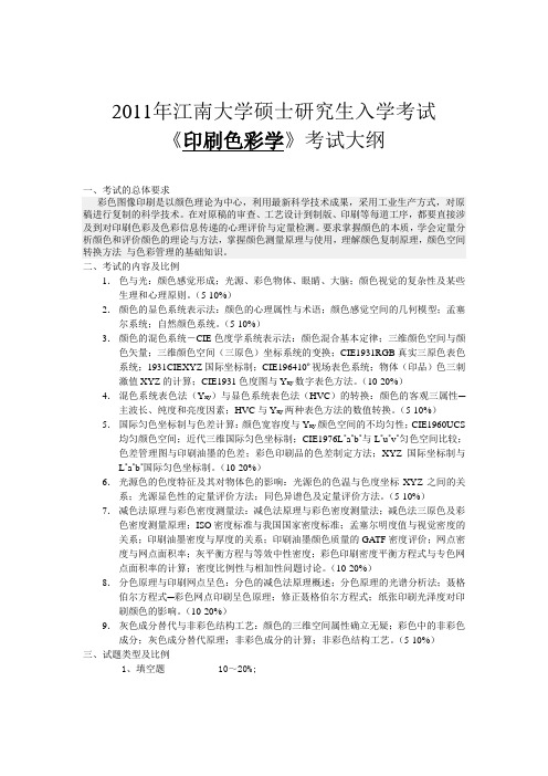《印刷色彩学》考试大纲(硕士)