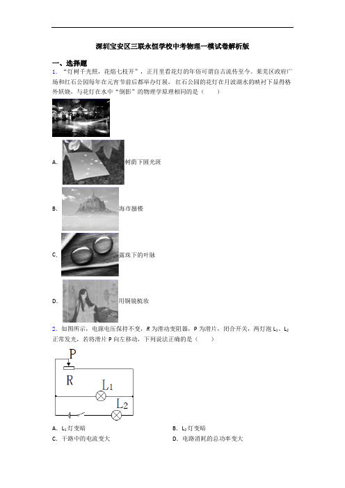 深圳宝安区三联永恒学校中考物理一模试卷解析版