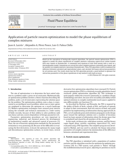 Application of particle swarm optimization to model the phase equilibrium of