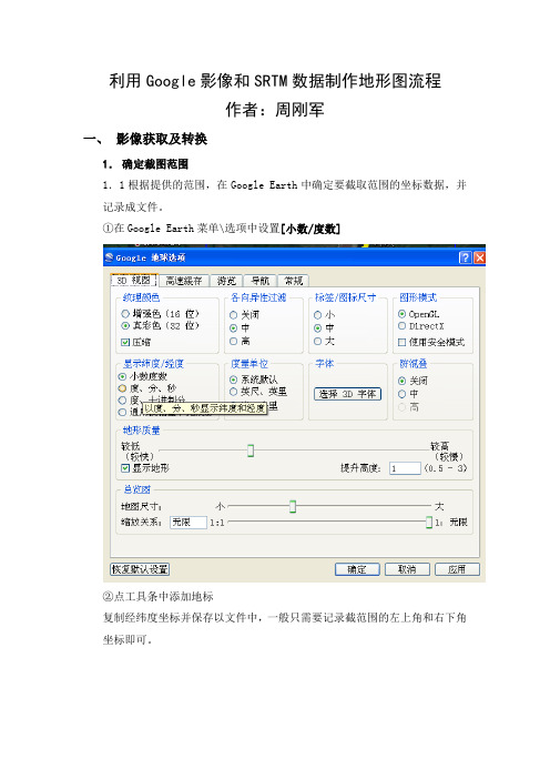 利用Google影像和STRM数据制作地形图流程