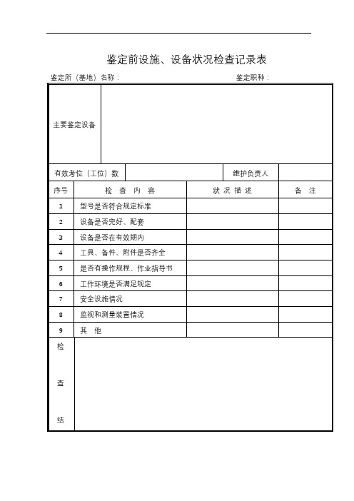 鉴定前设施、设备状况检查记录表【模板】