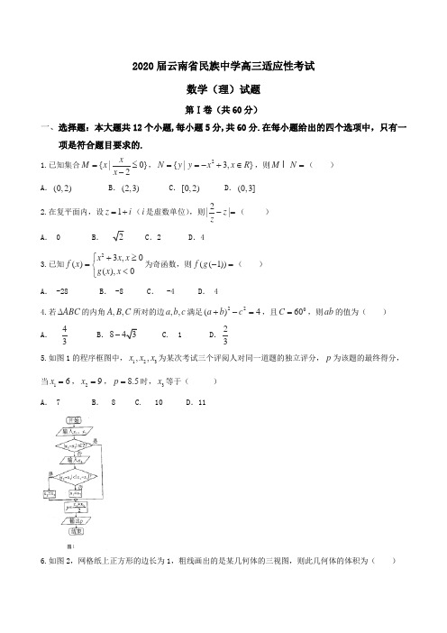 2020届云南省民族中学高三适应性考试数学(理)试题Word版含答案